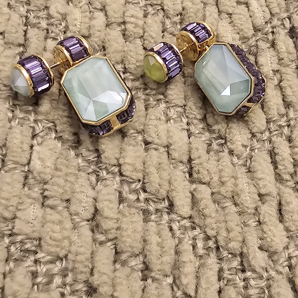 design.

Swarovski Orbita Reversible Drop Earrings - Green/ Purple/Blue - Picture 7 of 10